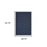 2' X 4' Blue and Ivory Geometric Stain Resistant Indoor Outdoor Area Rug - Homeroots - Flyclothing LLC