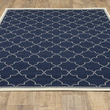 2' X 4' Blue and Ivory Geometric Stain Resistant Indoor Outdoor Area Rug - Homeroots - Flyclothing LLC
