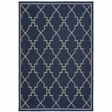 2' X 4' Blue and Ivory Geometric Stain Resistant Indoor Outdoor Area Rug - Homeroots - Flyclothing LLC