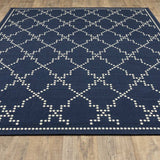 2' X 4' Blue and Ivory Geometric Stain Resistant Indoor Outdoor Area Rug - Homeroots - Flyclothing LLC