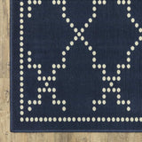 2' X 8' Blue and Ivory Geometric Stain Resistant Indoor Outdoor Area Rug - Homeroots - Flyclothing LLC