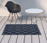 2' X 4' Blue and Ivory Geometric Stain Resistant Indoor Outdoor Area Rug - Homeroots - Flyclothing LLC