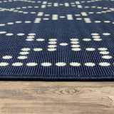 9' X 13' Blue and Ivory Geometric Stain Resistant Indoor Outdoor Area Rug - Homeroots - Flyclothing LLC