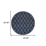 8' X 8' Blue and Ivory Round Geometric Stain Resistant Indoor Outdoor Area Rug - Homeroots - Flyclothing LLC