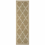 2' X 8' Tan Geometric Stain Resistant Indoor Outdoor Area Rug - Homeroots - Flyclothing LLC