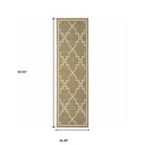 2' X 8' Tan Geometric Stain Resistant Indoor Outdoor Area Rug - Homeroots - Flyclothing LLC