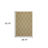 2' X 4' Tan Geometric Stain Resistant Indoor Outdoor Area Rug - Homeroots - Flyclothing LLC