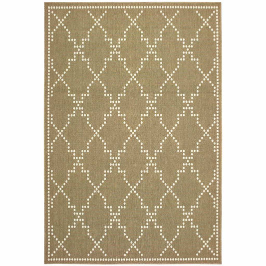 5' X 8' Tan Geometric Stain Resistant Indoor Outdoor Area Rug - Homeroots - Flyclothing LLC