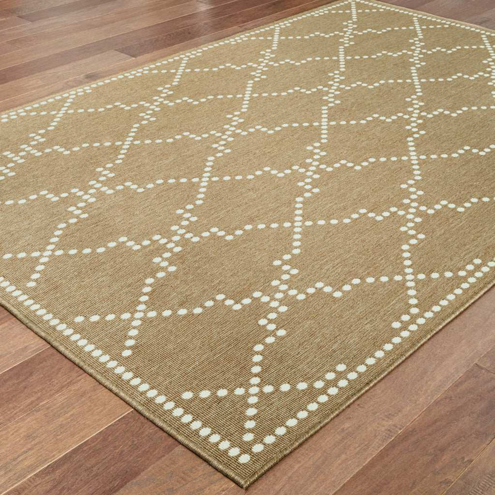 5' X 8' Tan Geometric Stain Resistant Indoor Outdoor Area Rug - Homeroots - Flyclothing LLC