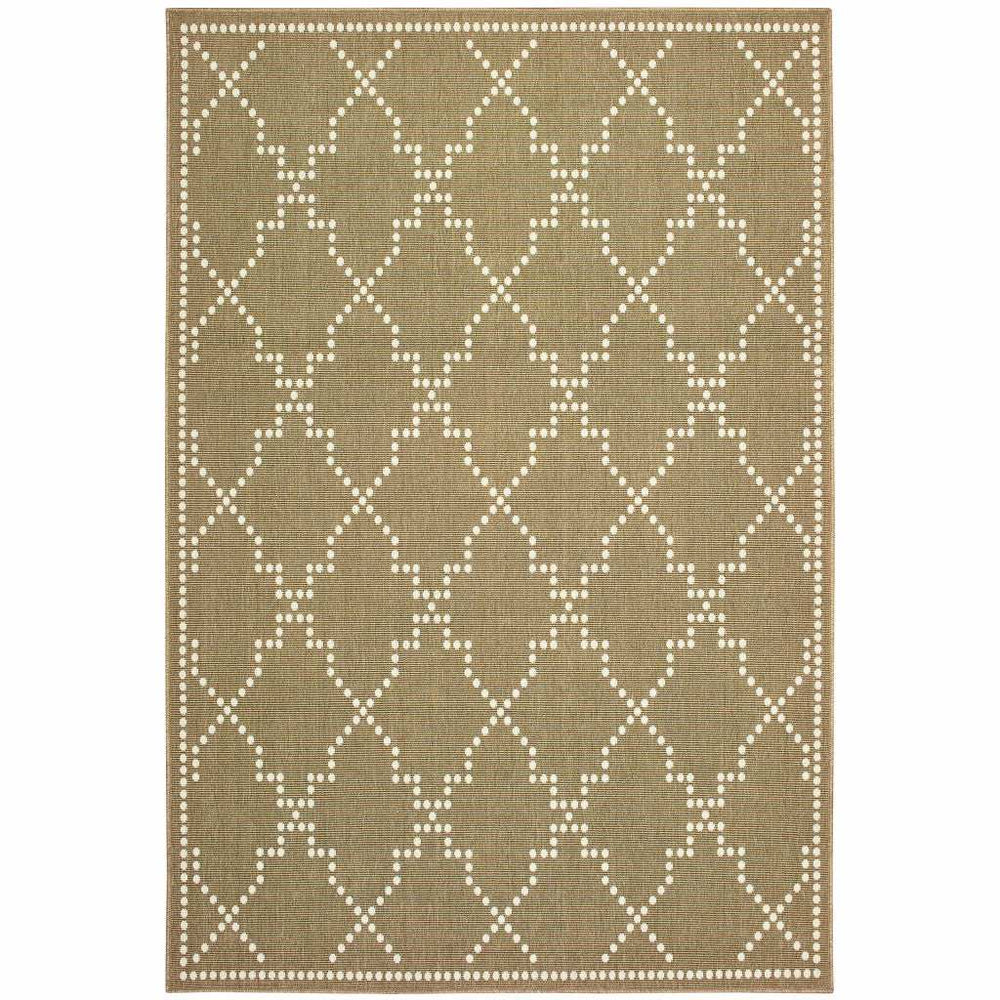 8' X 11' Tan Geometric Stain Resistant Indoor Outdoor Area Rug - Homeroots - Flyclothing LLC