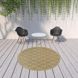 8' X 8' Tan Round Geometric Stain Resistant Indoor Outdoor Area Rug - Homeroots - Flyclothing LLC