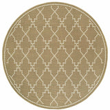 8' X 8' Tan Round Geometric Stain Resistant Indoor Outdoor Area Rug - Homeroots - Flyclothing LLC