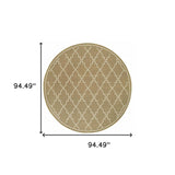 8' X 8' Tan Round Geometric Stain Resistant Indoor Outdoor Area Rug - Homeroots - Flyclothing LLC