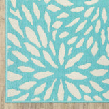 2' X 8' Blue and Ivory Floral Stain Resistant Indoor Outdoor Area Rug - Homeroots - Flyclothing LLC