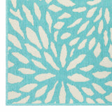 2' X 8' Blue and Ivory Floral Stain Resistant Indoor Outdoor Area Rug - Homeroots - Flyclothing LLC