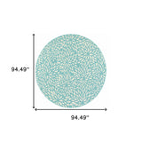 8' X 8' Blue and Ivory Round Floral Stain Resistant Indoor Outdoor Area Rug - Homeroots - Flyclothing LLC