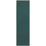 2' X 8' Blue and Green Geometric Stain Resistant Indoor Outdoor Area Rug - Homeroots - Flyclothing LLC