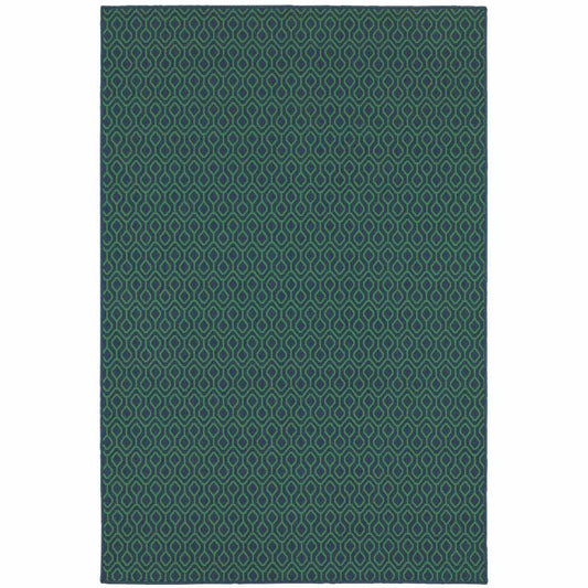8' X 11' Blue and Green Geometric Stain Resistant Indoor Outdoor Area Rug - Homeroots - Flyclothing LLC