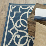 2' X 3' Blue and Ivory Geometric Stain Resistant Indoor Outdoor Area Rug - Homeroots - Flyclothing LLC