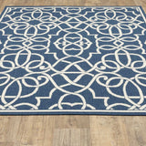 2' X 3' Blue and Ivory Geometric Stain Resistant Indoor Outdoor Area Rug - Homeroots - Flyclothing LLC