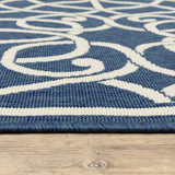 2' X 8' Blue and Ivory Geometric Stain Resistant Indoor Outdoor Area Rug - Homeroots - Flyclothing LLC