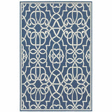 9' X 13' Blue and Ivory Geometric Stain Resistant Indoor Outdoor Area Rug - Homeroots - Flyclothing LLC