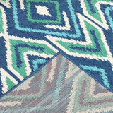 2' X 8' Blue and Ivory Geometric Stain Resistant Indoor Outdoor Area Rug - Homeroots - Flyclothing LLC