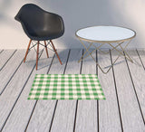 2' X 3' Green and Ivory Geometric Stain Resistant Indoor Outdoor Area Rug - Homeroots - Flyclothing LLC