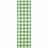 2' X 8' Green and Ivory Geometric Stain Resistant Indoor Outdoor Area Rug - Homeroots - Flyclothing LLC