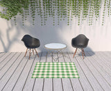 4' X 6' Green and Ivory Geometric Stain Resistant Indoor Outdoor Area Rug - Homeroots - Flyclothing LLC