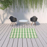 5' X 8' Green and Ivory Geometric Stain Resistant Indoor Outdoor Area Rug - Homeroots - Flyclothing LLC