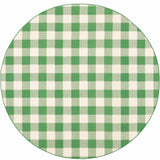 8' X 8' Green and Ivory Round Geometric Stain Resistant Indoor Outdoor Area Rug - Homeroots - Flyclothing LLC