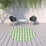 8' X 8' Green and Ivory Round Geometric Stain Resistant Indoor Outdoor Area Rug - Homeroots - Flyclothing LLC