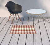 2' X 3' Red and Ivory Geometric Stain Resistant Indoor Outdoor Area Rug - Homeroots - Flyclothing LLC
