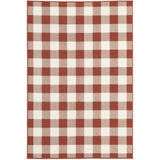 5' X 8' Red and Ivory Geometric Stain Resistant Indoor Outdoor Area Rug - Homeroots - Flyclothing LLC
