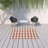 5' X 8' Red and Ivory Geometric Stain Resistant Indoor Outdoor Area Rug - Homeroots - Flyclothing LLC