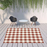 8' X 11' Red and Ivory Geometric Stain Resistant Indoor Outdoor Area Rug - Homeroots - Flyclothing LLC