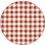 8' X 8' Red and Ivory Round Geometric Stain Resistant Indoor Outdoor Area Rug - Homeroots - Flyclothing LLC