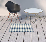 2' X 3' Blue and Ivory Geometric Stain Resistant Indoor Outdoor Area Rug - Homeroots - Flyclothing LLC