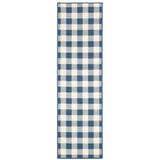 2' X 8' Blue and Ivory Geometric Stain Resistant Indoor Outdoor Area Rug - Homeroots - Flyclothing LLC