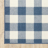 2' X 8' Blue and Ivory Geometric Stain Resistant Indoor Outdoor Area Rug - Homeroots - Flyclothing LLC