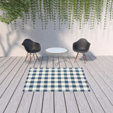 5' X 8' Blue and Ivory Geometric Stain Resistant Indoor Outdoor Area Rug - Homeroots - Flyclothing LLC