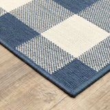 5' X 8' Blue and Ivory Geometric Stain Resistant Indoor Outdoor Area Rug - Homeroots - Flyclothing LLC