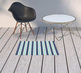 2' X 3' Blue and Ivory Geometric Stain Resistant Indoor Outdoor Area Rug - Homeroots - Flyclothing LLC