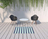 4' X 6' Blue and Ivory Geometric Stain Resistant Indoor Outdoor Area Rug - Homeroots - Flyclothing LLC
