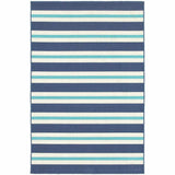 4' X 6' Blue and Ivory Geometric Stain Resistant Indoor Outdoor Area Rug - Homeroots - Flyclothing LLC