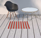 2' X 3' Red and Ivory Geometric Stain Resistant Indoor Outdoor Area Rug - Homeroots - Flyclothing LLC