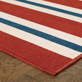 2' X 3' Red and Ivory Geometric Stain Resistant Indoor Outdoor Area Rug - Homeroots - Flyclothing LLC