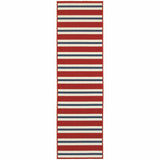 2' X 8' Red and Ivory Geometric Stain Resistant Indoor Outdoor Area Rug - Homeroots - Flyclothing LLC