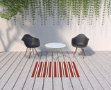 4' X 6' Red and Ivory Geometric Stain Resistant Indoor Outdoor Area Rug - Homeroots - Flyclothing LLC